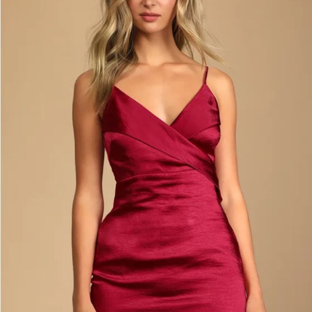 Lulu's Crimson Satin Mini Dress